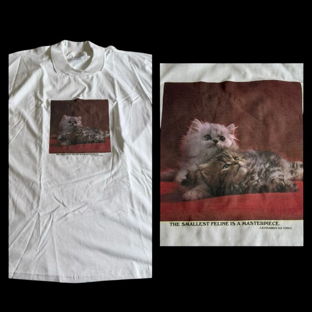 Gildan Peter Pan Collar Cat Kitten Tee The Smallest Feline Is A Masterpiece XL